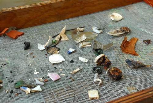 Other artifacts found in the historic cistern at The Grove included glass, ceramics, and metal fragments dating from the early 1800s to the 20th-century. Photo by Roy Lett, courtesy of the Florida Bureau of Archaeological Research