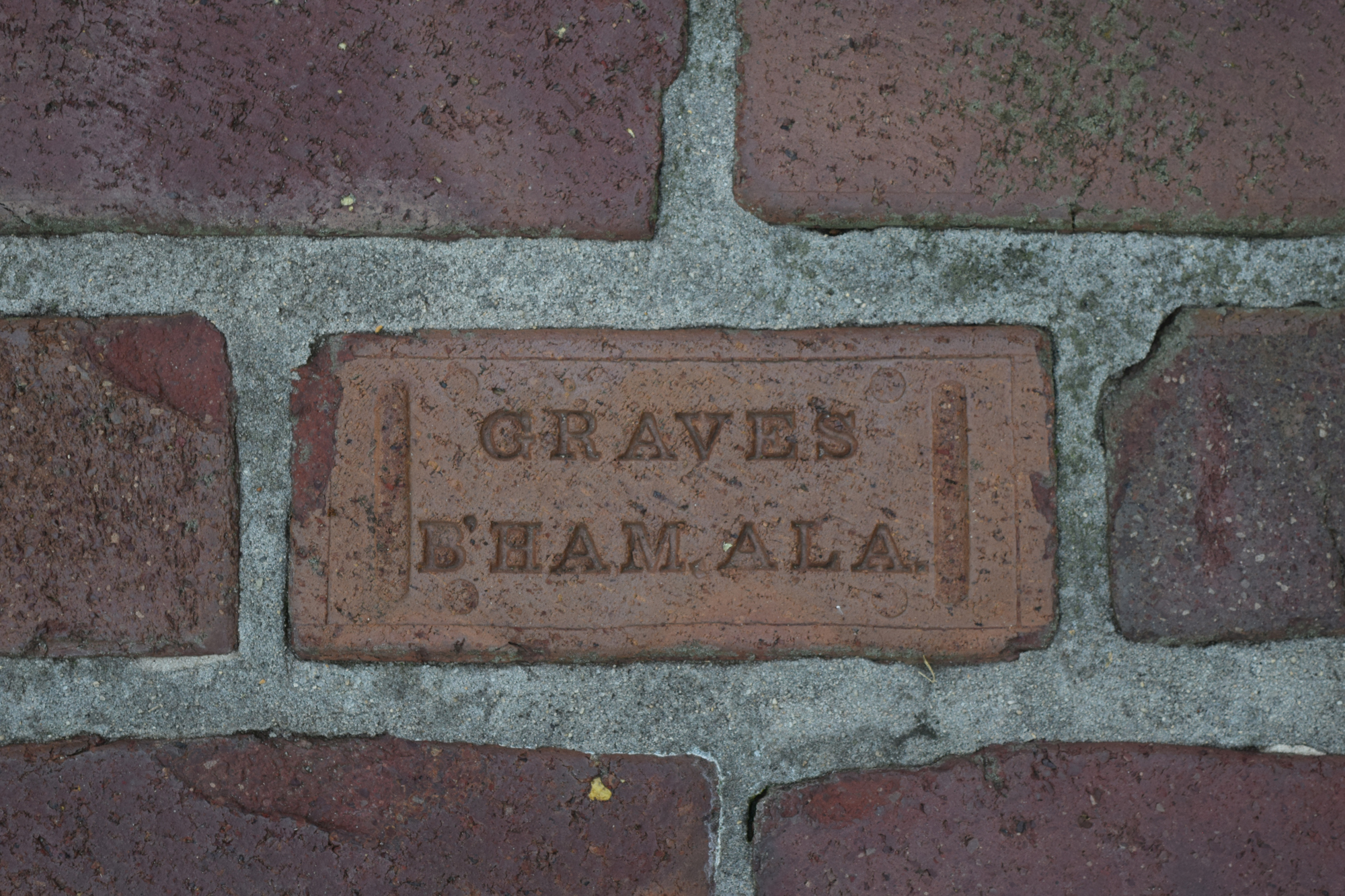 Many of the brick pavers brought to the site in the 1940s were originally manufactured by the Graves Brick Company in Birmingham, Alabama.
